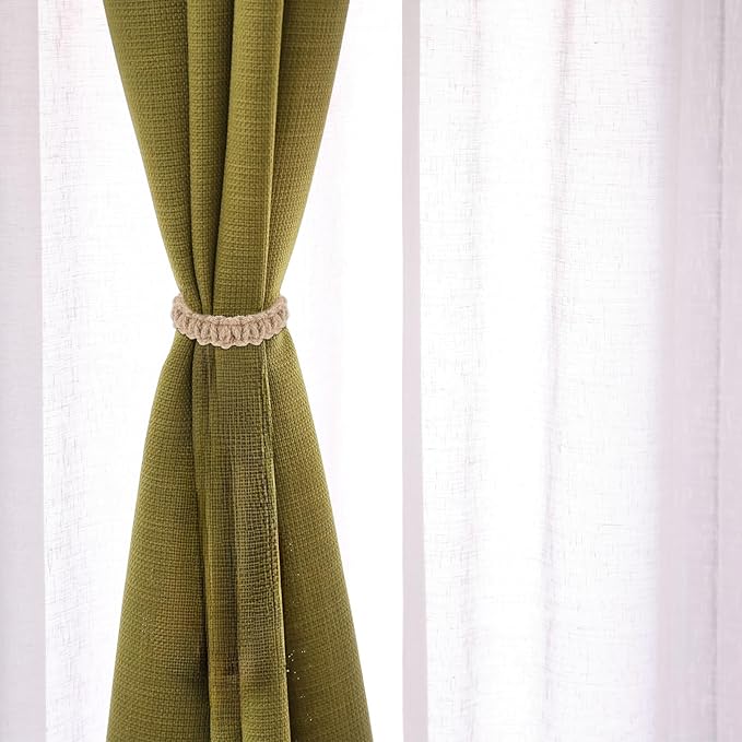 Ptwola 6 Pack Braided Curtain Tiebacks Boho Elegant Rustic Curtain Holdbacks - Image 4
