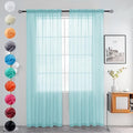 youleyar Solid Sheer Rod Pocket Curtain Voile Draperies 2 Panels White Beige by Youleyar