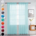 youleyar Solid Sheer Rod Pocket Curtain Voile Draperies 2 Panels White Beige by Youleyar