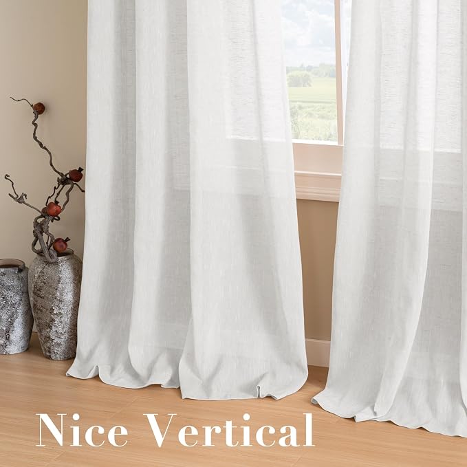 H.VERSAILTEX White Linen Curtains 96 inches Long Natural Linen Blended - Image 7