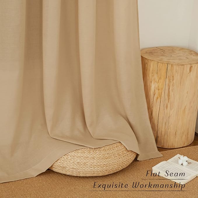 NICETOWN Burlap Thick Linen Curtains 72" Length, Grommet Privacy Window - Image 7