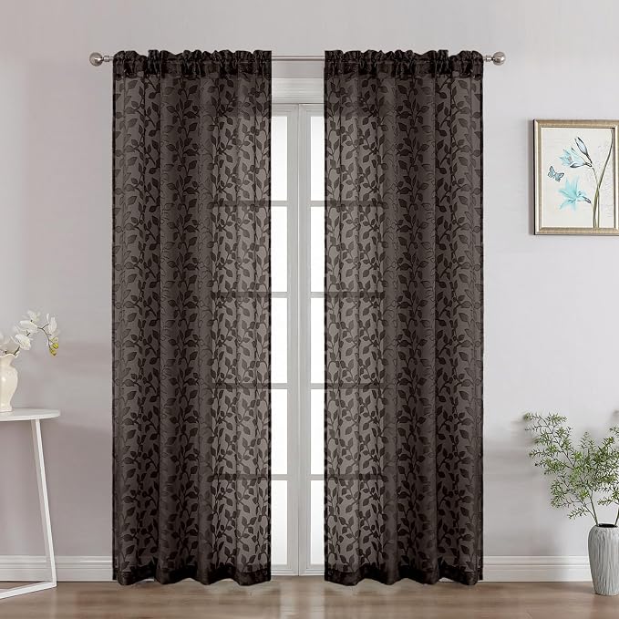 Chyhomenyc Chocolate Sheer Curtains 72 Inches Long 2 Panels Set, Light by Chyhomenyc