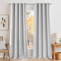NICETOWN Faux Linen Greyish White Blackout Curtains 84 inches Long by NICETOWN