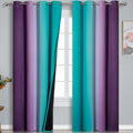 Estelar Textiler Ombre Purple Blackout Curtains 96 Inches Long, Teal Curtains by ESTELARTEXTILER