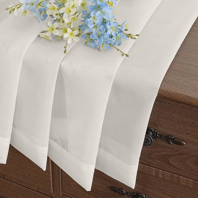 Ivory Window Sheer Curtains 54 inch Length, Soft Airy Light Filtering Sheer - Image 8