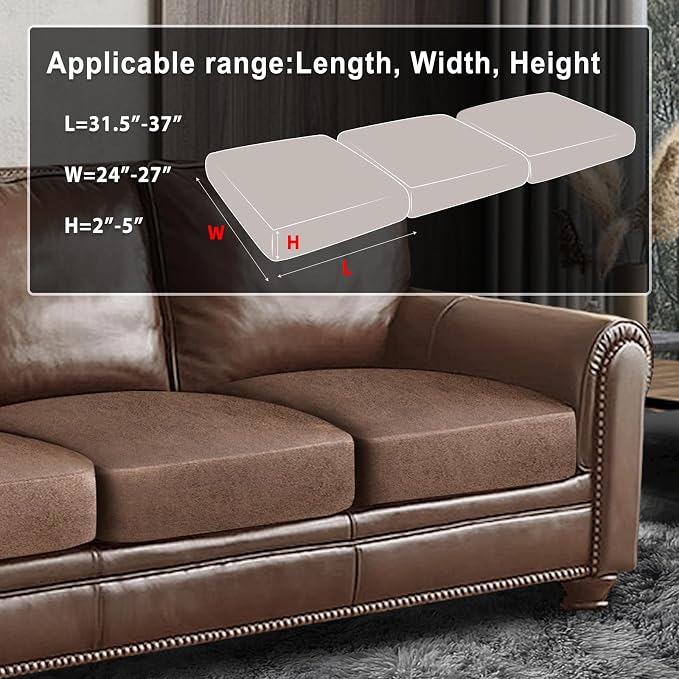 Leather Look Couch Cushion Covers Sofa Seat Slipcovers Sets Couches Furniture - Image 3