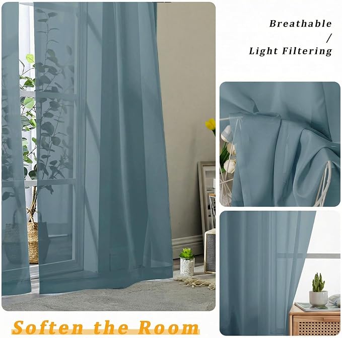 Gwine Short Kitchen Sheer Curtains 36 Inch Length - Image 5