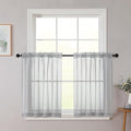 Light Grey Kitchen Curtains 30 Inch Length Tier 2 PCS, Solid Soft Half Curtains by WelvetBLK