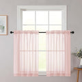 Cafe Curtains 36 Inch Length Tier 2 Pieces, Modern Soft Airy Sheer Kitchen by WelvetBLK