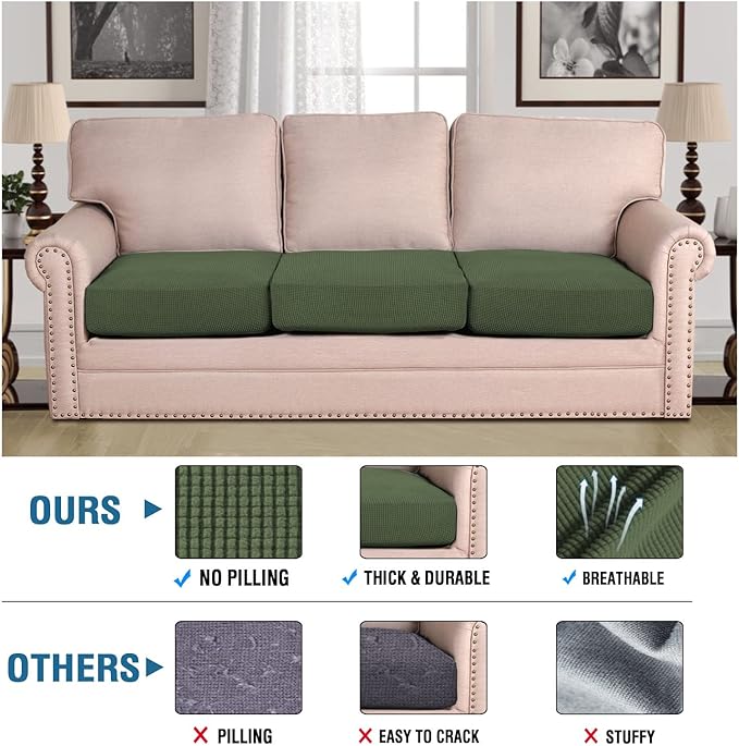 H.VERSAILTEX Super Stretch Individual Seat Cushion Covers Sofa Covers Couch - Image 2