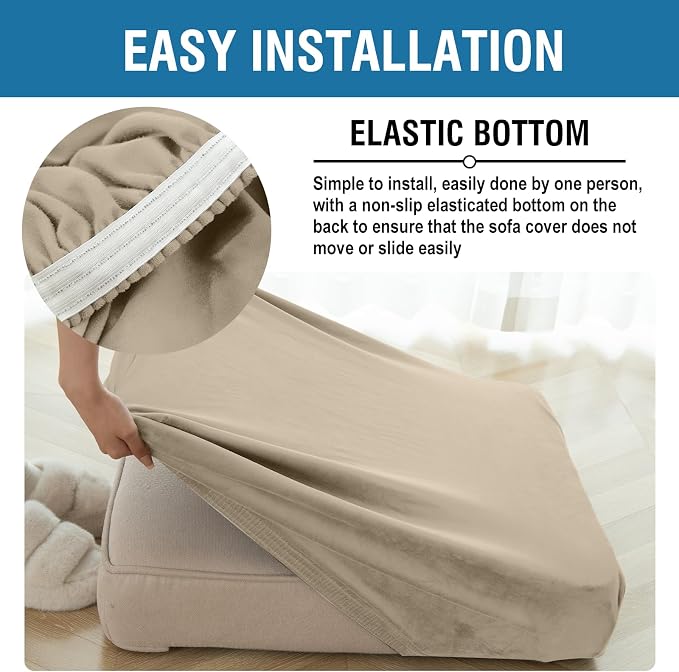 Couch Cover Stretch Velvet Sofa Cushion Cover 1-Piece - Image 5