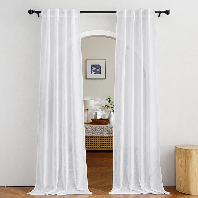 NICETOWN White Doorway Curtains 80 inches Long, Rod Pocket & Back Tab Semi by NICETOWN
