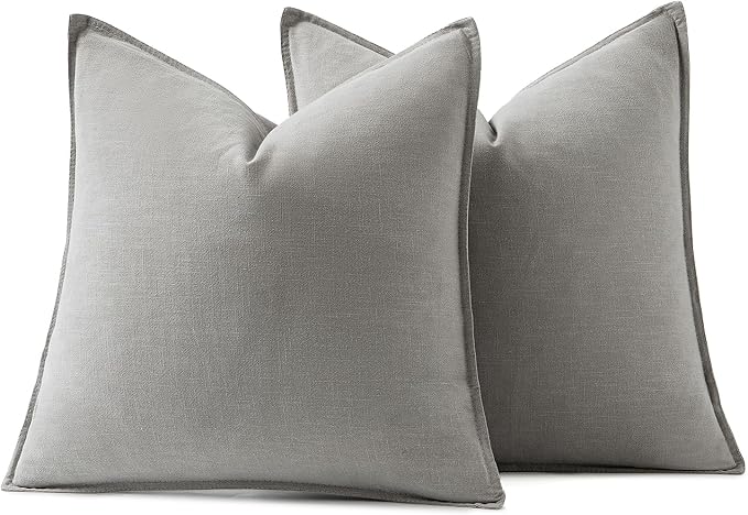 MIULEE Decorative Linen Pillow Covers 20x20 Inch Light Gray ​Boho Farmhouse​ - Image 6