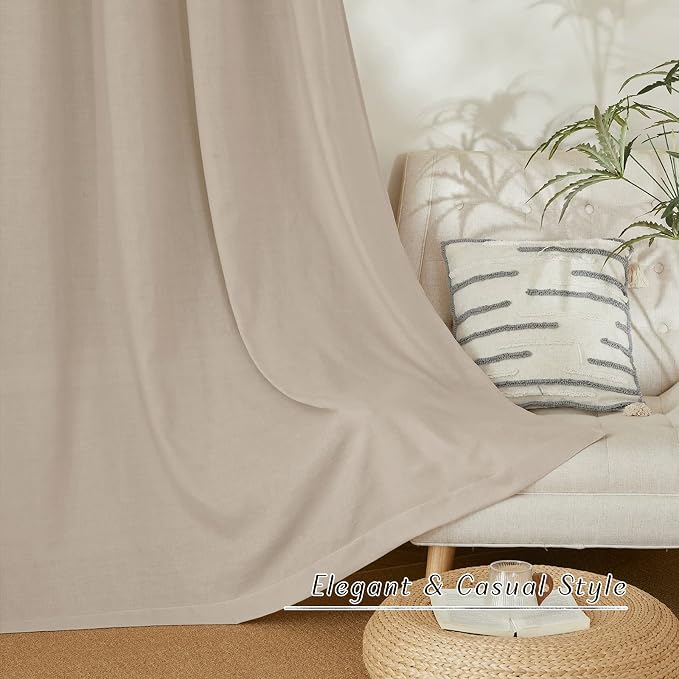 NICETOWN Thick polyester and linen Curtains 96 inch Long, Grommet Semi Sheer - Image 6