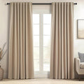 Topfinel Blackout Linen Blend Curtains 96 Inches Long 2 Panels, Back Tab and by Topfinel