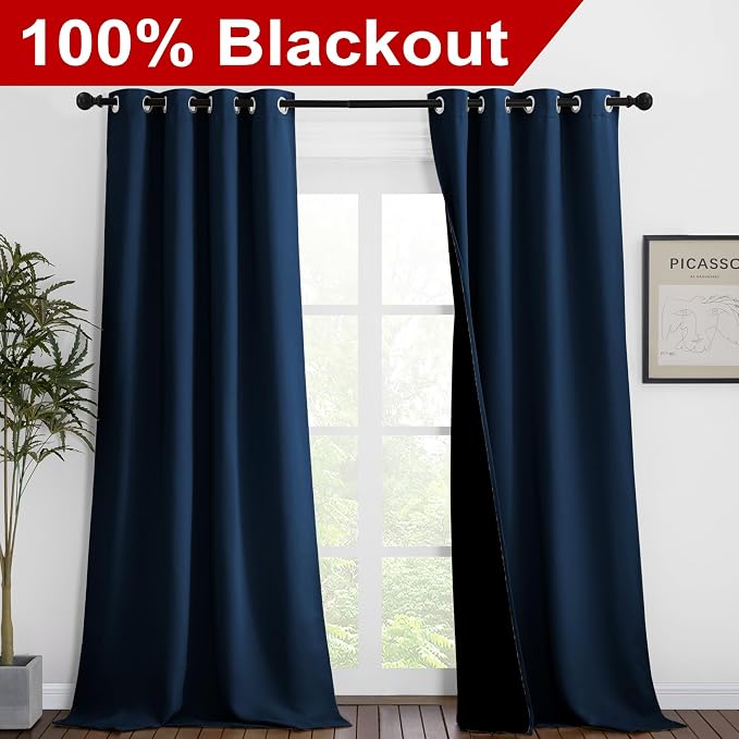 NICETOWN 100% Blackout Blinds, 46 inches x 102 inches, Laundry Room Decor - Image 2