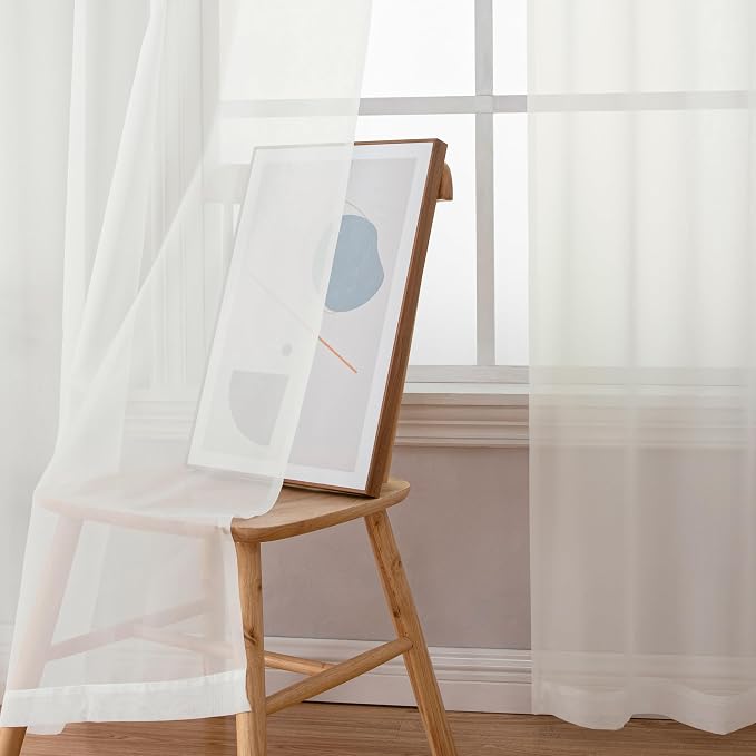 Simplebrand Ivory Sheer Curtains, 2 Panels Set - Image 3