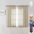 Lecloud Taupe Sheer Curtains 54 Inch Length 2 Panels Set, Balance Light & by Lecloud
