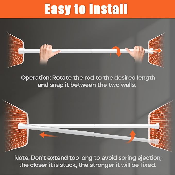 AIZESI White 2pcs Small Tension Rods 17 to 26 Inch, Durable Tension Curtain - Image 7