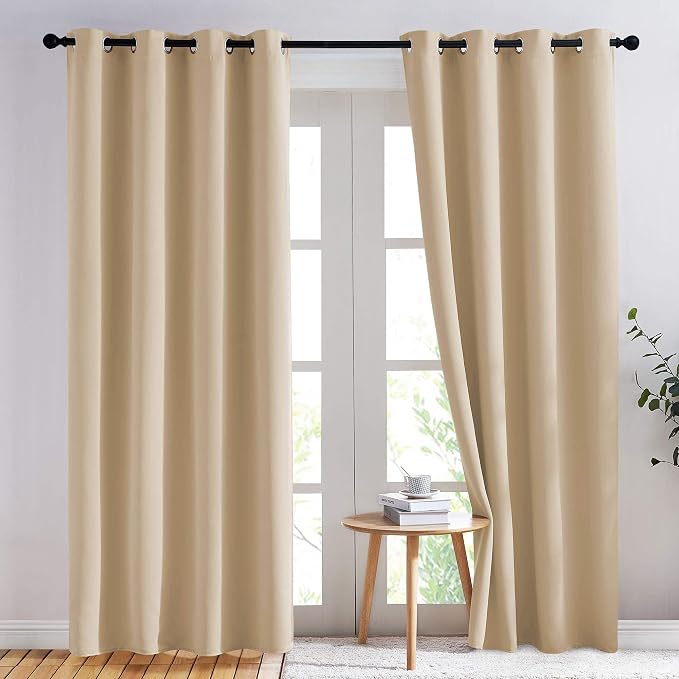 NICETOWN Biscotti Beige Blackout Curtains 84 inches Long by NICETOWN