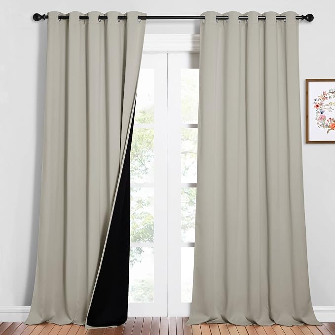 NICETOWN Full Shading Curtains for Windows, Super Heavy-Duty Black Lined by NICETOWN