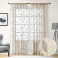 HOMEIDEAS Taupe Sheer Curtains 52 X 84 Inches Long 2 Panels Beige Embroidered by HOMEIDEAS
