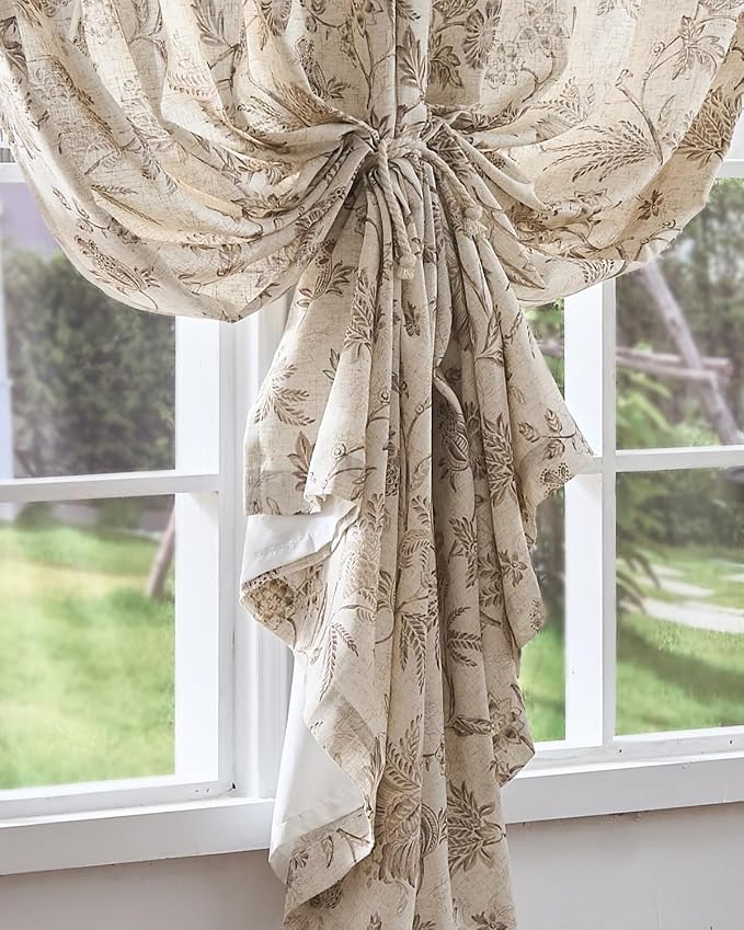 jinchan Lined Linen Floral Curtains - Image 7