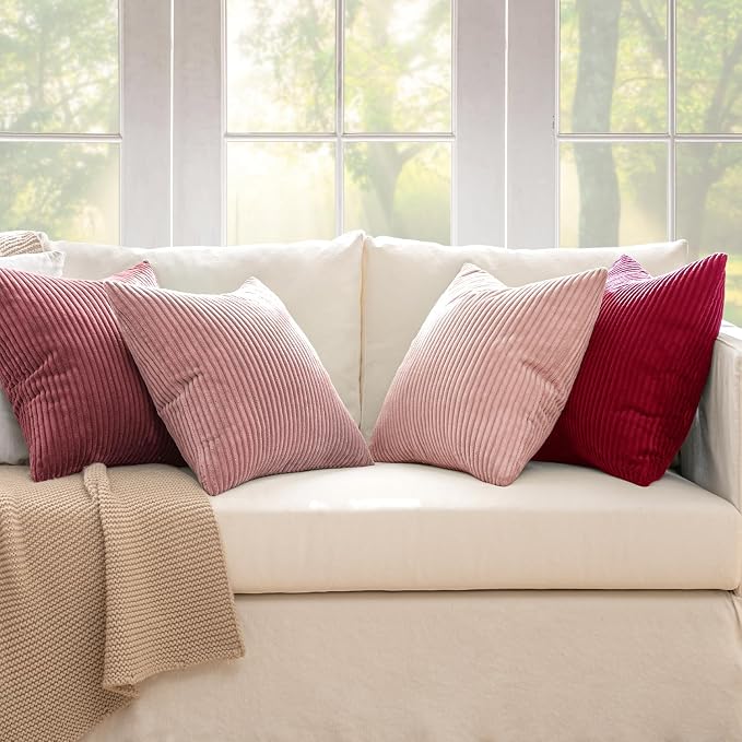MIULEE Boho Farmhouse Throw Pillow Covers 18x18 Inch Set of 4 Romantic - Image 3
