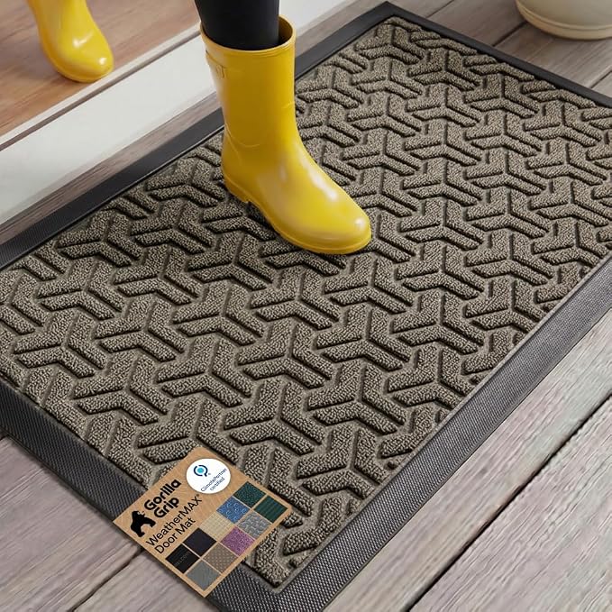 GORILLA GRIP 100% Waterproof All-Season WeatherMAX Doormat, US Designed Natural by GorillaGrip