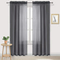 DWCN Dark Grey Sheer Curtains Semi Transparent Voile Rod Pocket Curtains by DWCN