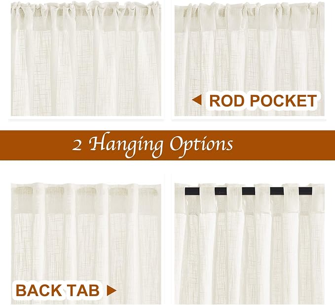 NICETOW Semi Sheer Linen Curtains - Image 4