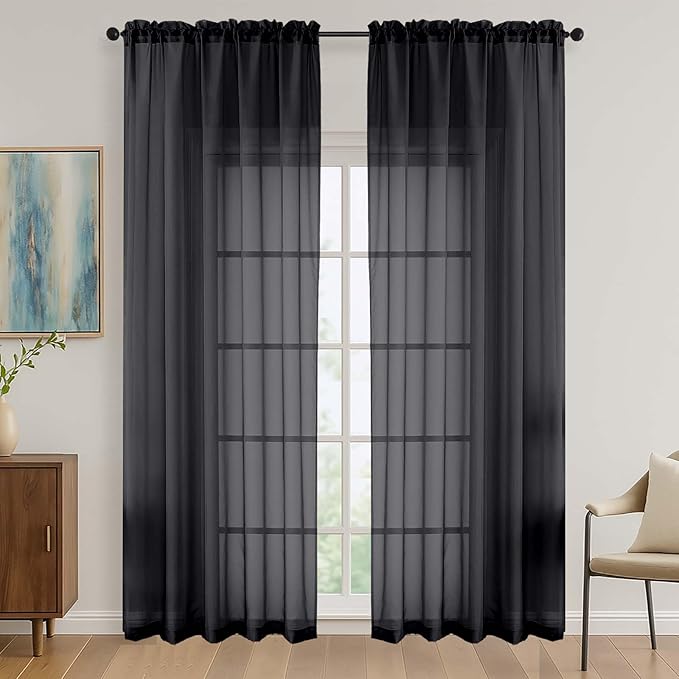 OVZME Black Bedroom Curtains 2 Panel Sets 90 Inch Length, 59 Inch Extra Wide by OVZME