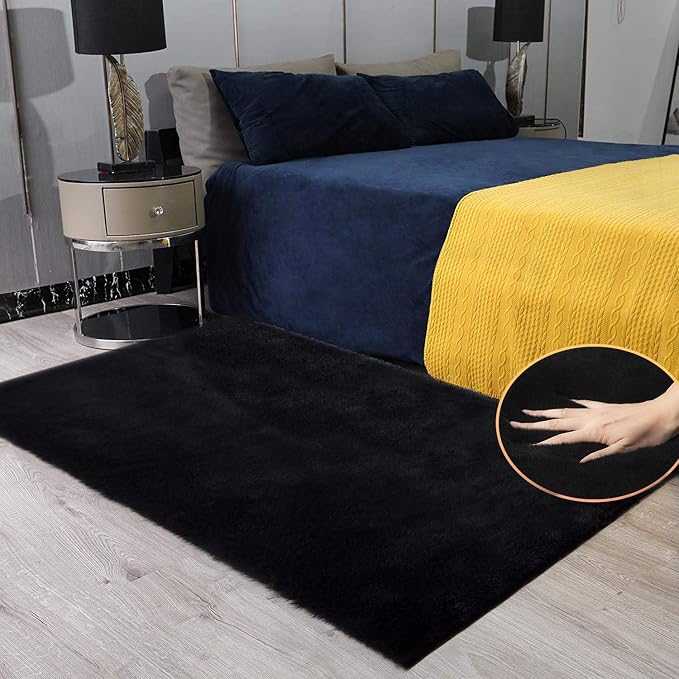 ORINOVA Fuzzy Rabbit Fur Rug Fluffy Rugs Washable Area Rugs - Image 3