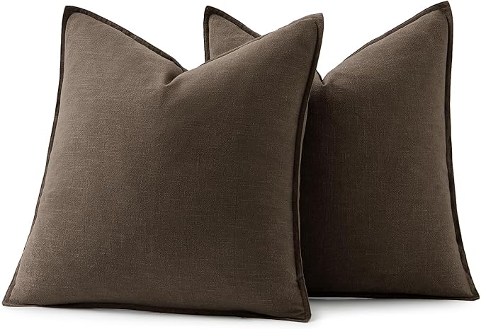 MIULEE Decorative Linen Euro Sham Pillow Covers 24x24 Dark Coffee Chocolate - Image 6