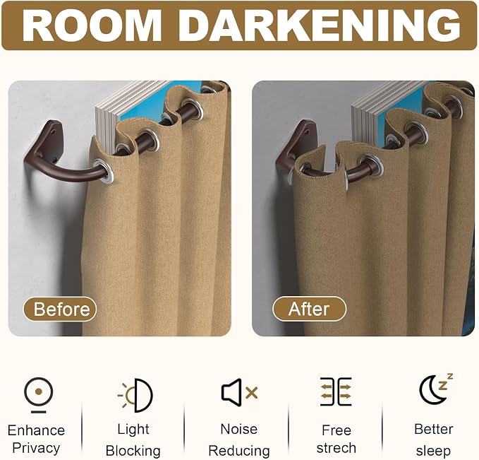 GXOACKJ Brown Curtain Rods for Windows 48 to 84 inch, 5/8 inch Adjustable Wrap - Image 2