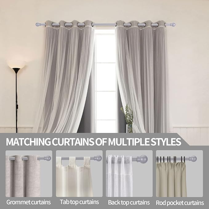 Thestoa Curtain Rods for Windows 30-62 Inch, 5/8" Brushed Nickel, Stainless - Image 7