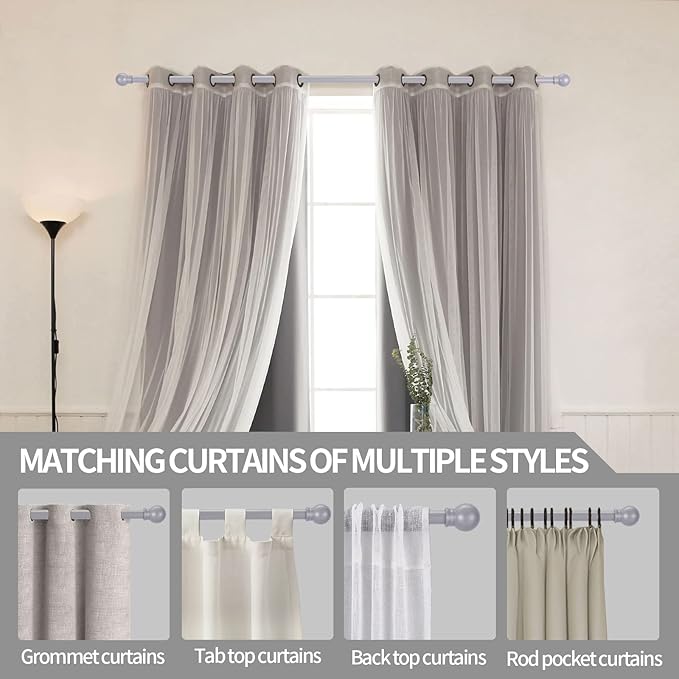 Thestoa Curtain Rods for Windows 48 to 84-92 inch, 5/8" Brushed Nickel Curtain - Image 7