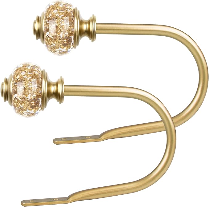 2 Pack Gold Curtain Holdbacks, USFOOK Decorative Drapery Tiebacks, Curtain Tie by USFOOK