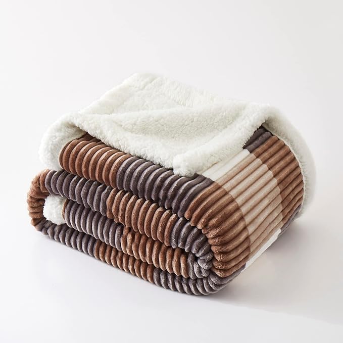 PU MEI Sherpa Blanket Full/Queen Plaid Thick Bed Blanket, 90”*80” Super Soft - Image 8