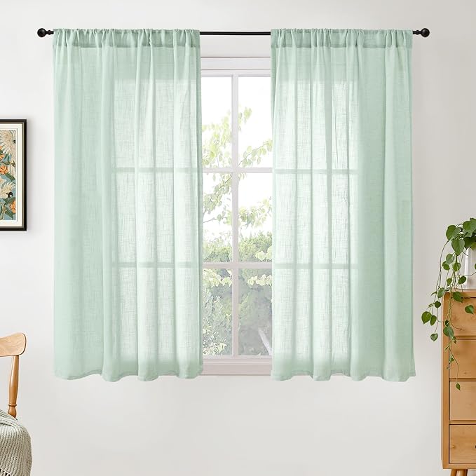 BGment Sage Green Linen Curtains 54 Inch Length by BGment