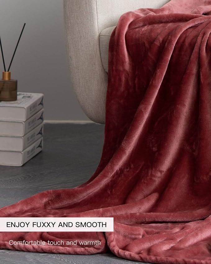 KMUSET Fleece Blanket Throw Size Coral Lightweight Super Soft Cozy Luxury Bed - Image 3