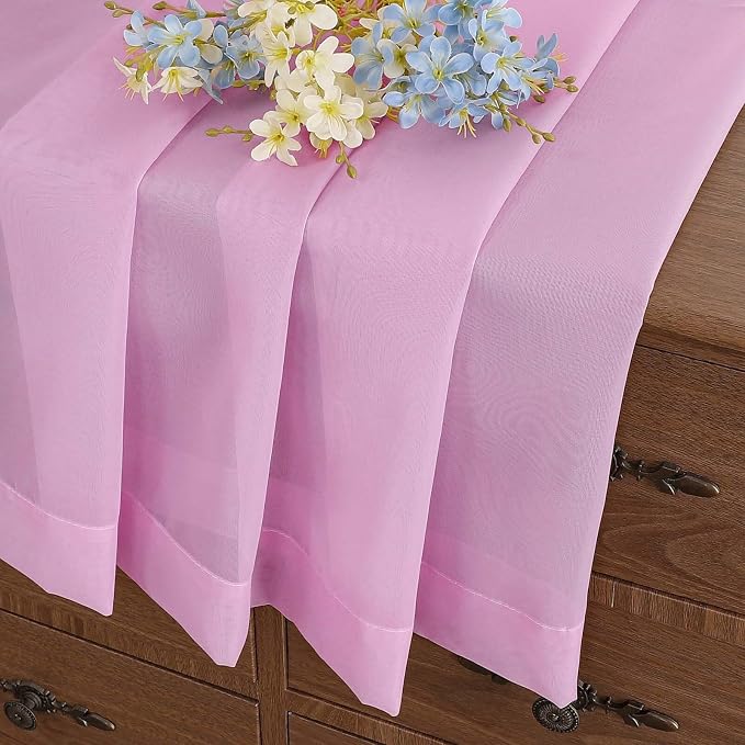 Light Pink Sheer Curtains Tier 30 Inches Length 2 Panels, Light Filtering - Image 6