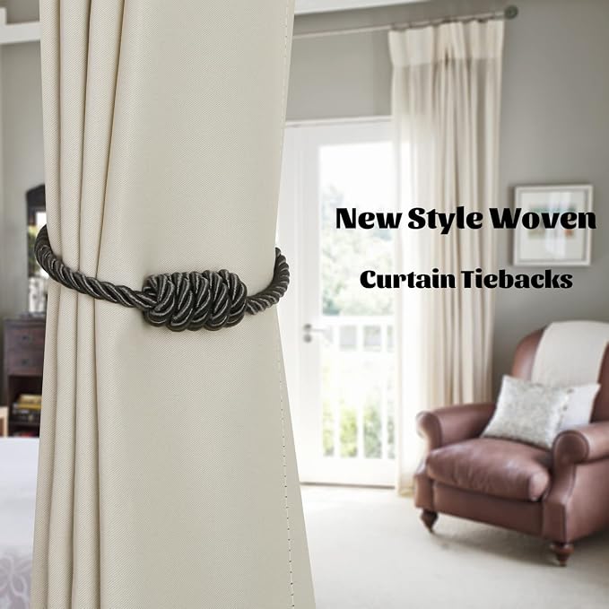 BEL AVENIR Magnetic Curtain Tiebacks, Decorative Drapery Holdbacks Modern Woven - Image 6