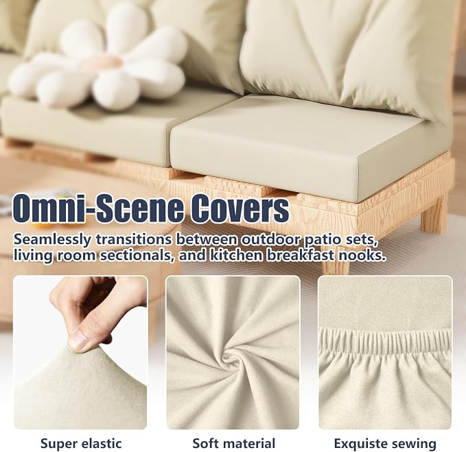 8Pcs Stretch Patio Cushion Covers, Outdoor Couch & Sofa Replacement Slipcovers - Image 4