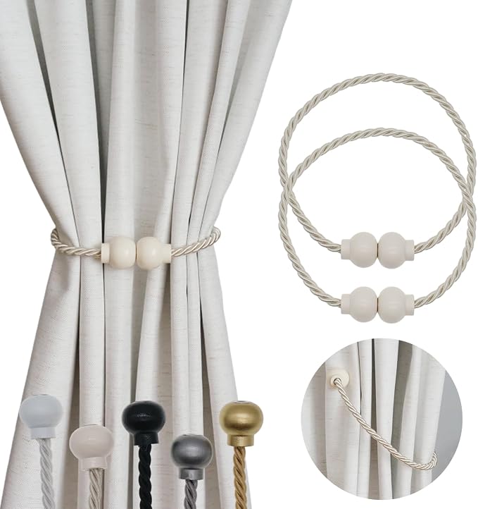 2 Pack Magnetic Curtain Tiebacks Modern Handmade Rope Curtain Tie Backs by HIASTRA