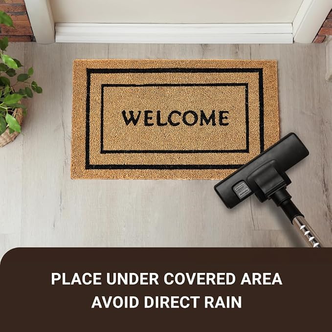 KANKUN Coco Coir Door Mat with Heavy Duty Backing, Welcome Doormat, Doormat - Image 6