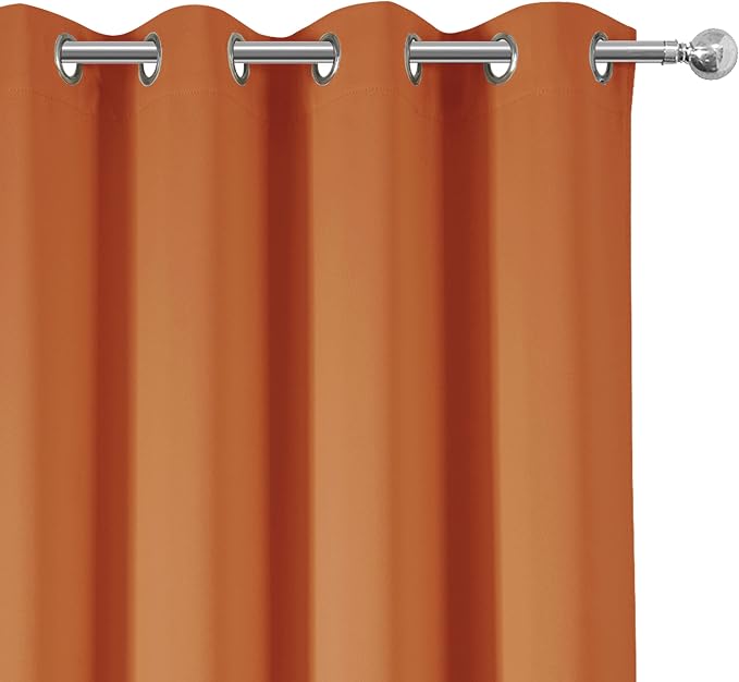 LEMOMO Blackout Curtains 66 x 84 inch/Orange Curtains Set of 2 Panels/Thermal - Image 7
