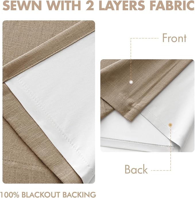 MIULEE Cafe Brown Pinch Pleated 100% Blackout Linen Curtains 40x102 Inches | - Image 5