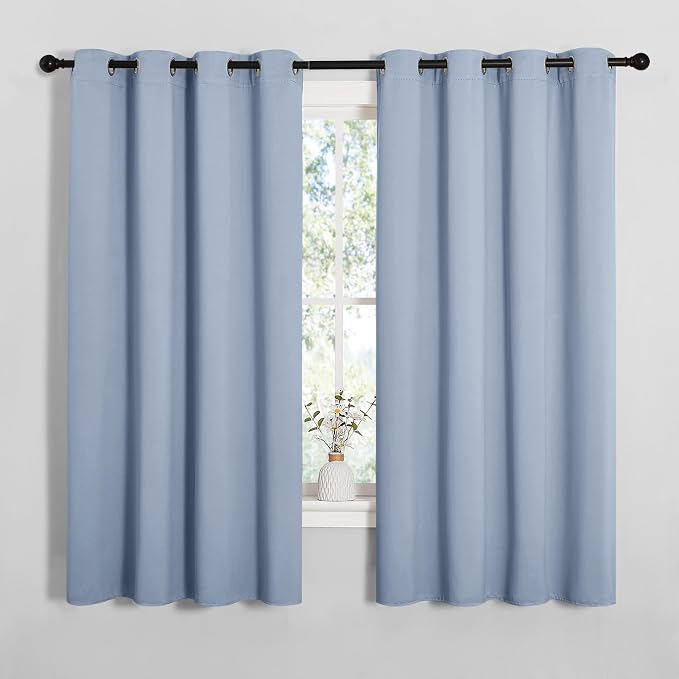 NICETOWN Vintage Blue Blackout Curtains 68 inches Length by NICETOWN