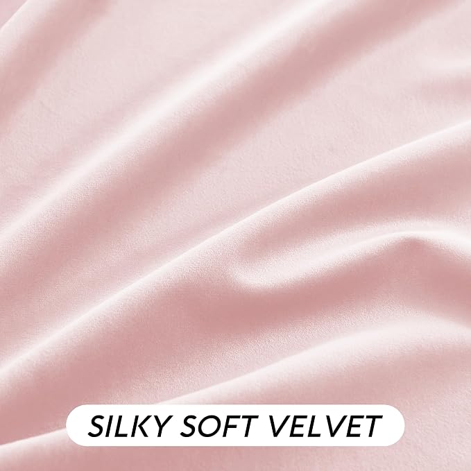 RYB HOME Pink Velvet Curtains 102 inches, Back Tab Soft Fabric Room Darkening - Image 3